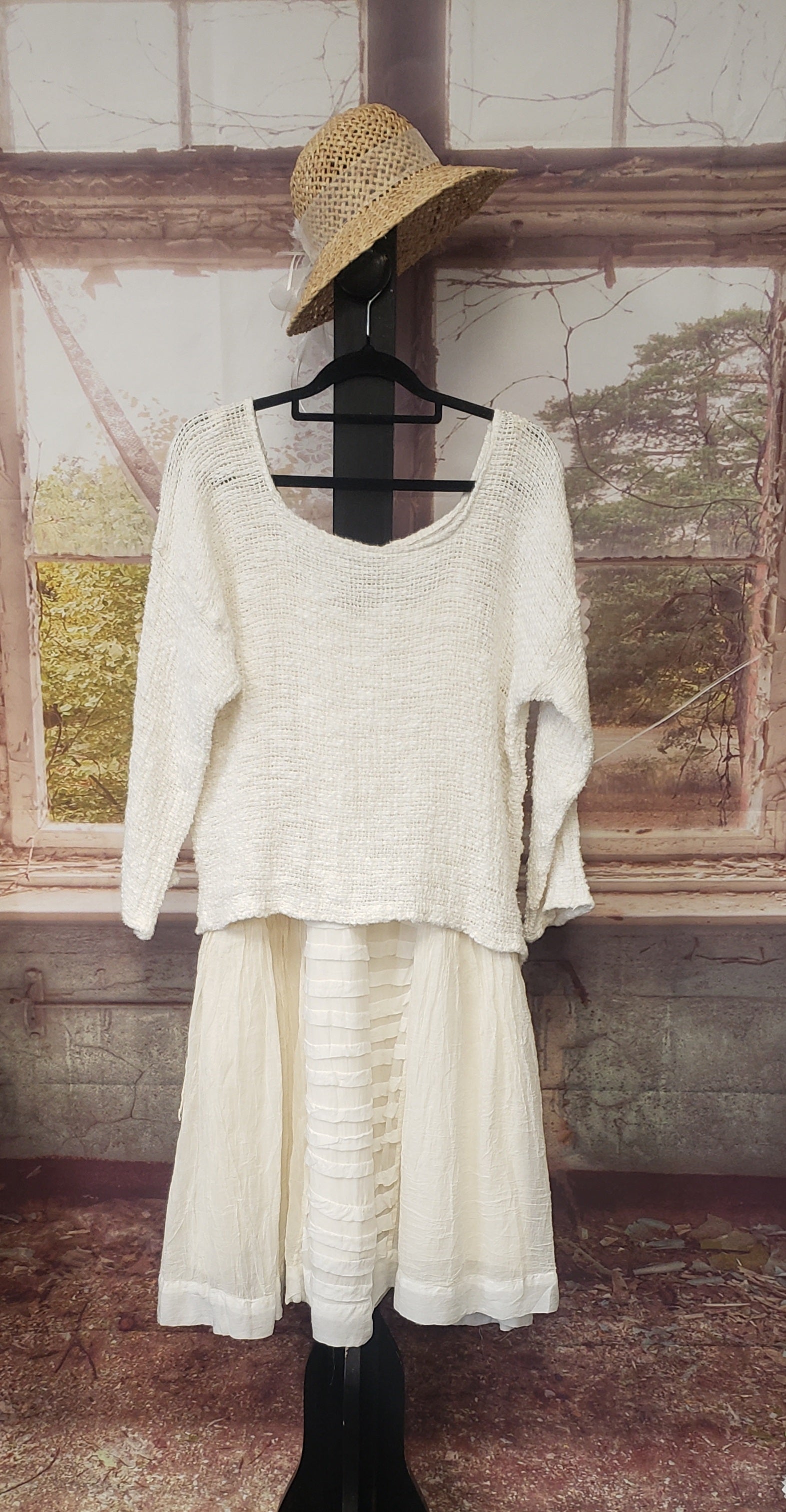 MAGLIA BAMBUSA TELA CAMPO -Latte