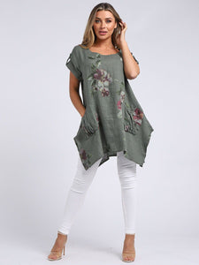 BRIAR ROSE- Made in Italy Floral Linen Top