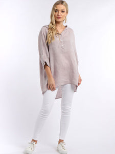 ADELE- Washed Linen Hooded Top