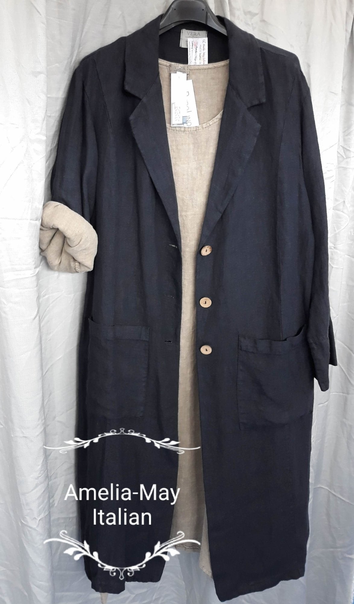 PERUGIA - 3 Button Linen Coat