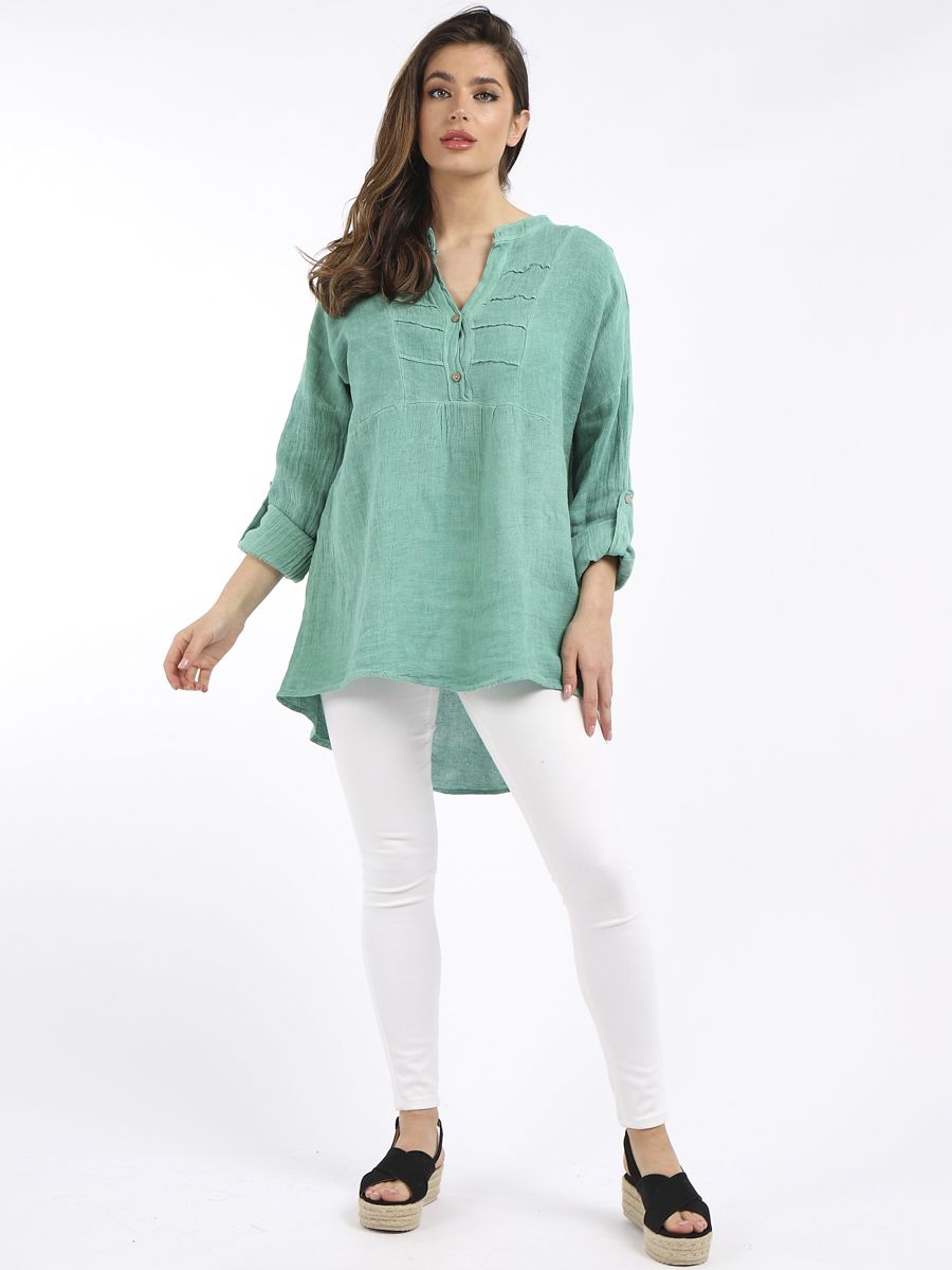 GRETA - Pleated Linen Shirt